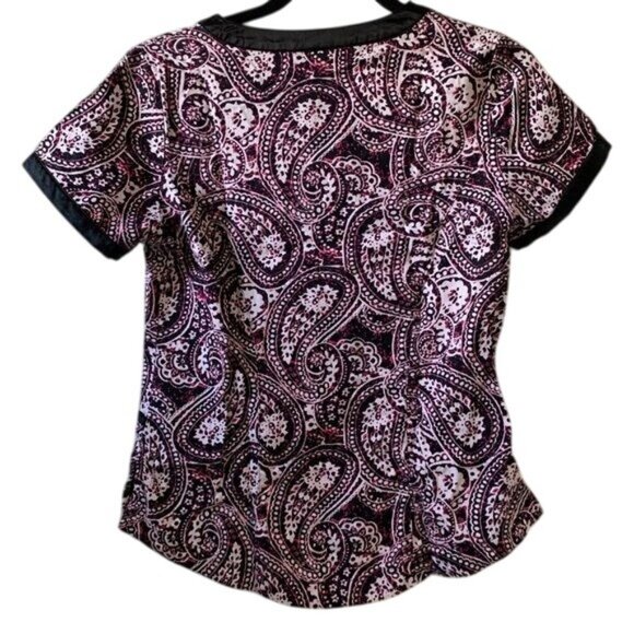 Rampage Womens Paisley Print Scrub Top & Black Pants Set S Cotton Blend - Picture 7 of 15